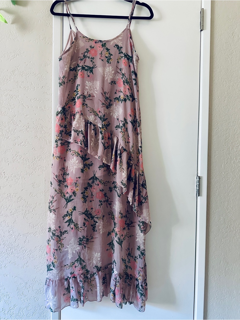 Asymmetrical Ruffle Dress-Size Small -Dusty Pink Floral -by New Look - Picture 8 of 12